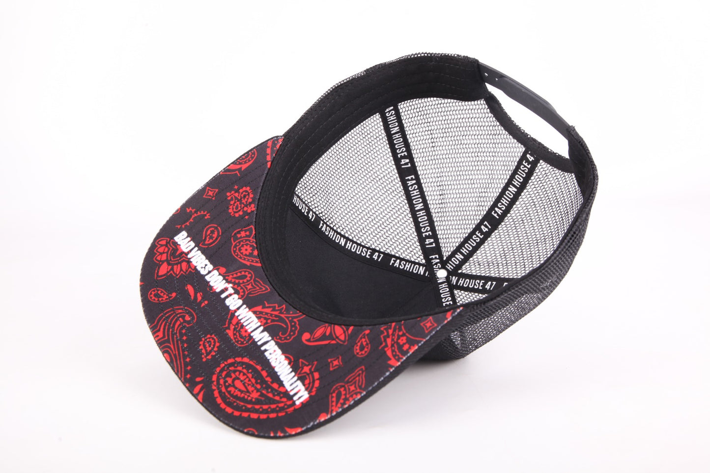 Black and Red Paisley Snapback Cap