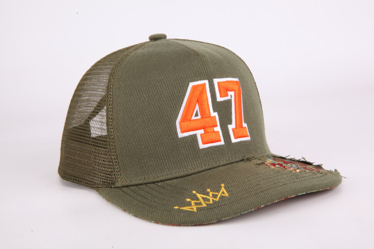 Olive and Orange Paisley - Distressed Snapback.