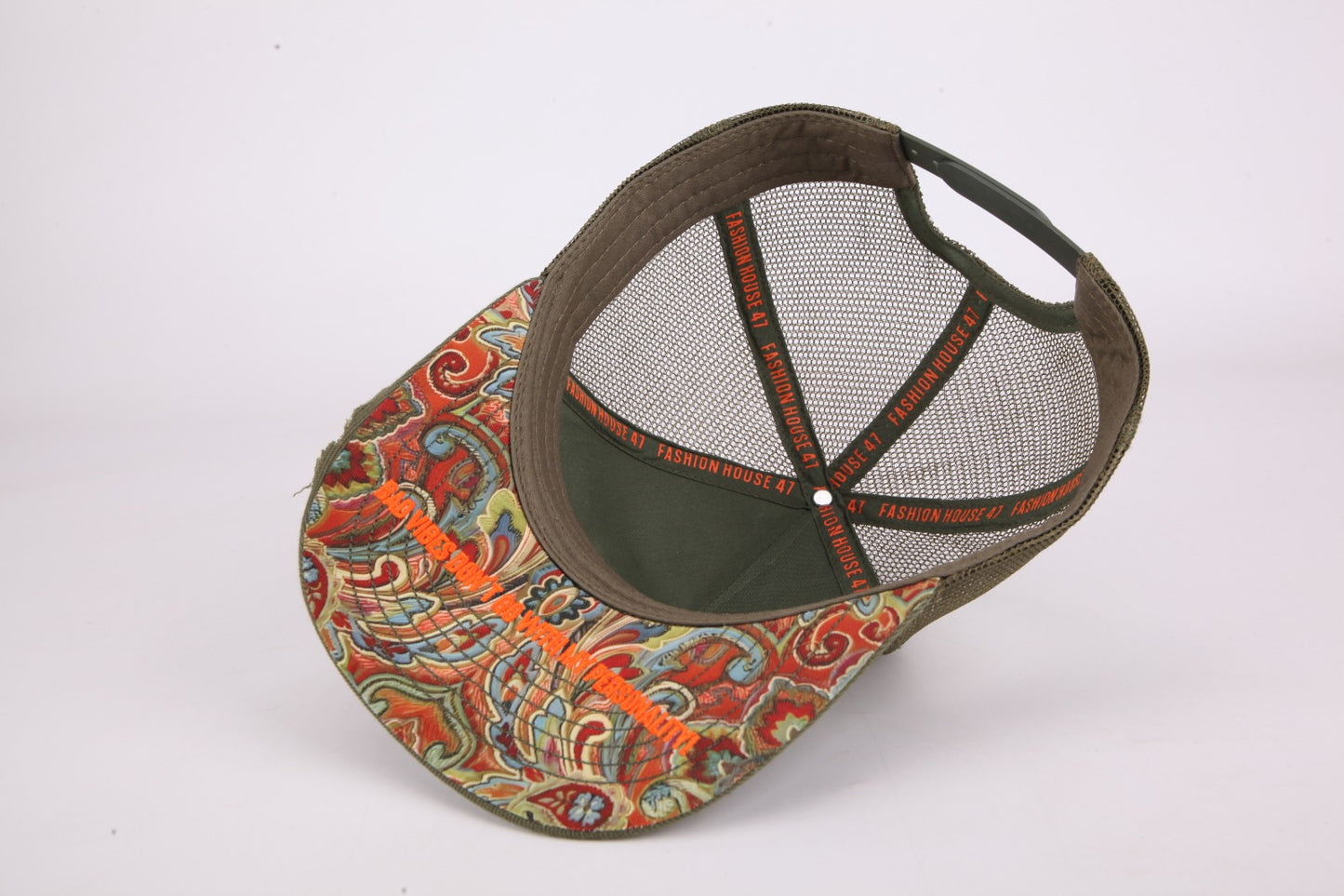 Olive and Orange Paisley - Distressed Snapback.