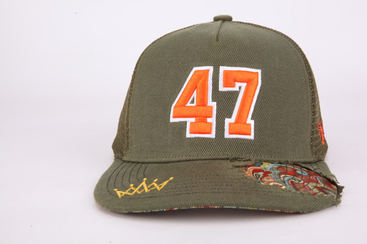 Olive and Orange Paisley - Distressed Snapback.
