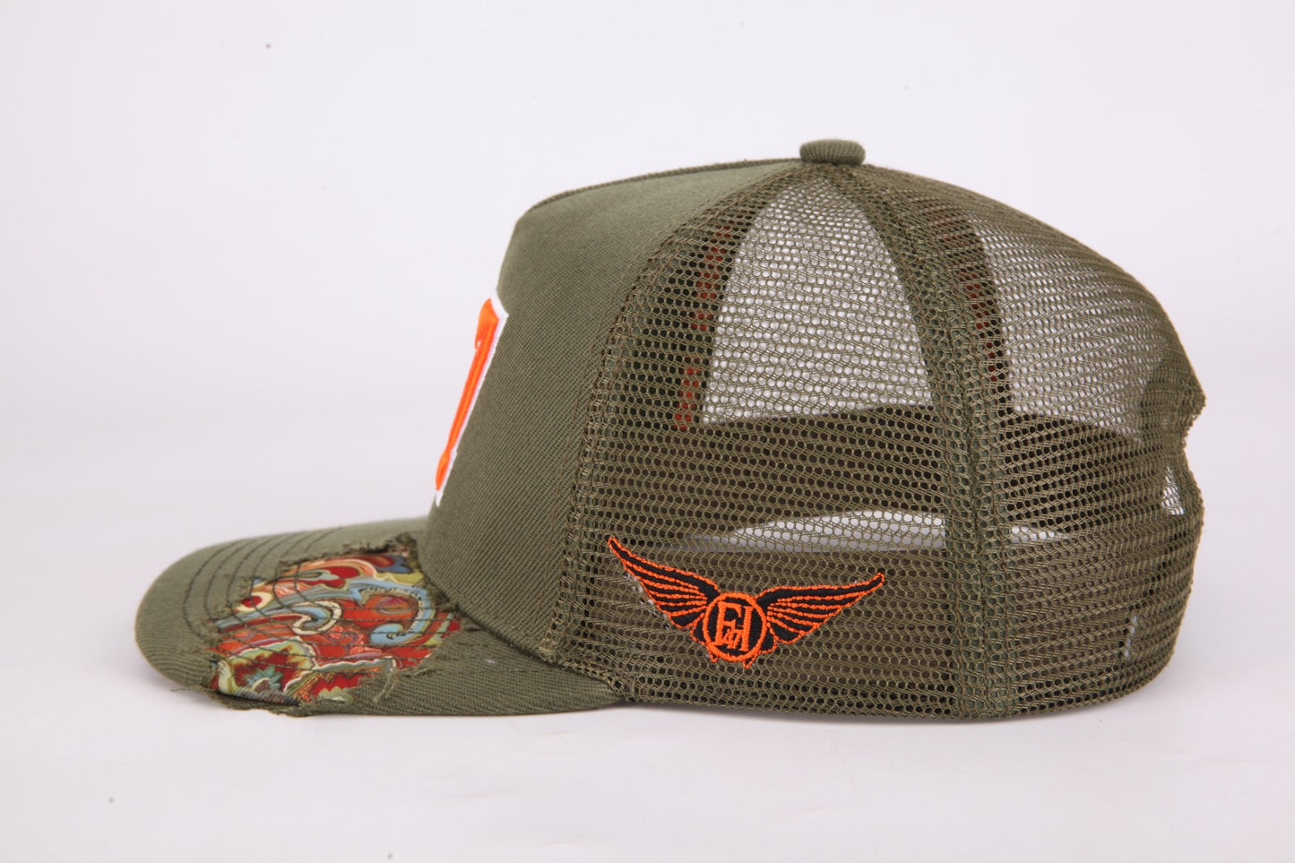 Olive and Orange Paisley - Distressed Snapback.